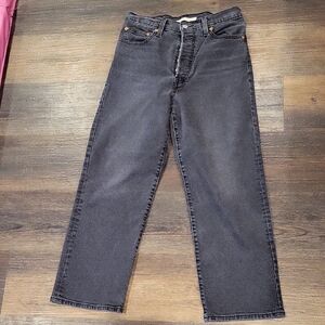 Black Levi Women's Jeans. Ribcage Straight Ankle